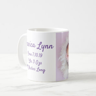 Announce Baby Birth Date with Photo Coffee Mug