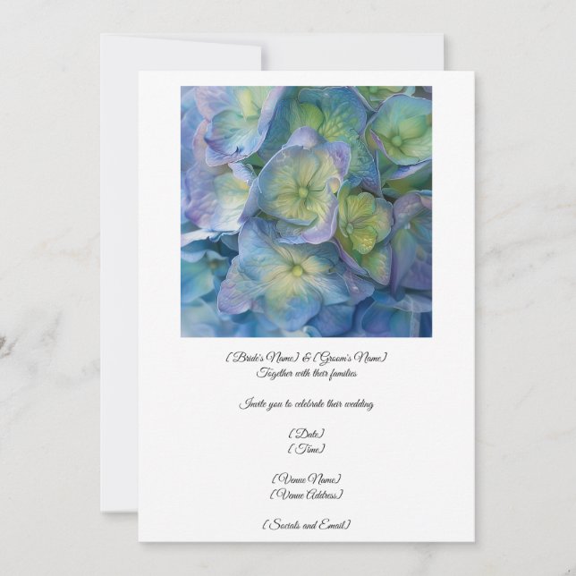 Announce Your Union With A Beautiful Hydrangea  Invitation (Front)