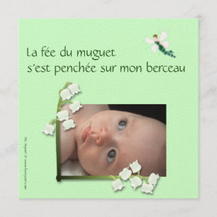 Announcement birth green lily of the valley and