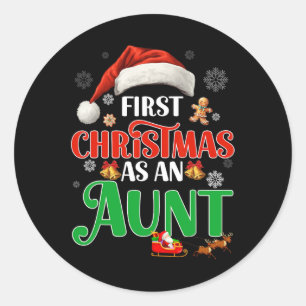 Announcement First Christmas As An Aunt Matching F Classic Round Sticker