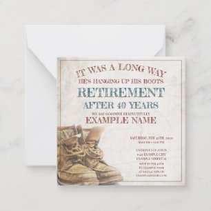 Announcement of retirement with old boots