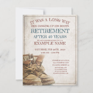 Announcement of retirement with old boots