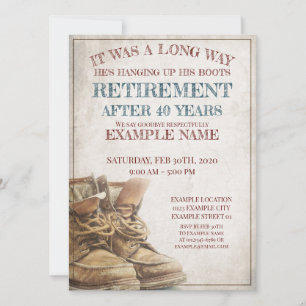 Announcement of retirement with old boots