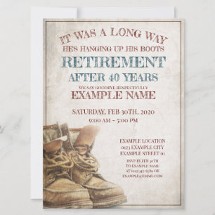 Announcement of retirement with old boots