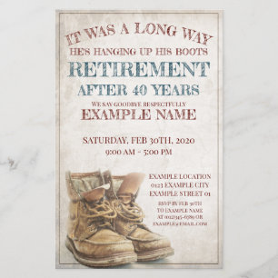 Announcement of retirement with old boots