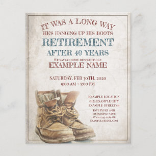 Announcement of retirement with old boots