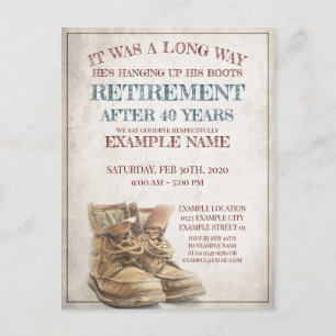 Announcement of retirement with old boots