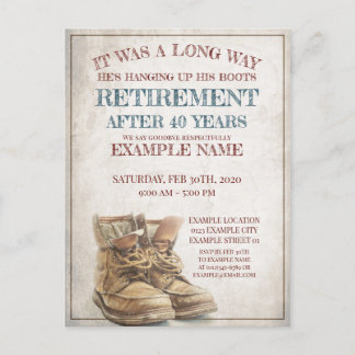 Announcement of retirement with old boots