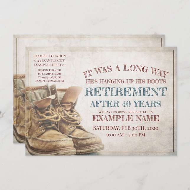 Announcement of retirement with old boots (Front/Back)