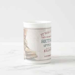 Announcement of retirement with old boots V2.0 Bone China Mug