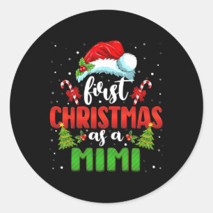 Announcement Santa First Christmas As A Mimi Famil Classic Round Sticker