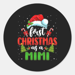 Announcement Santa First Christmas As A Mimi Famil Classic Round Sticker