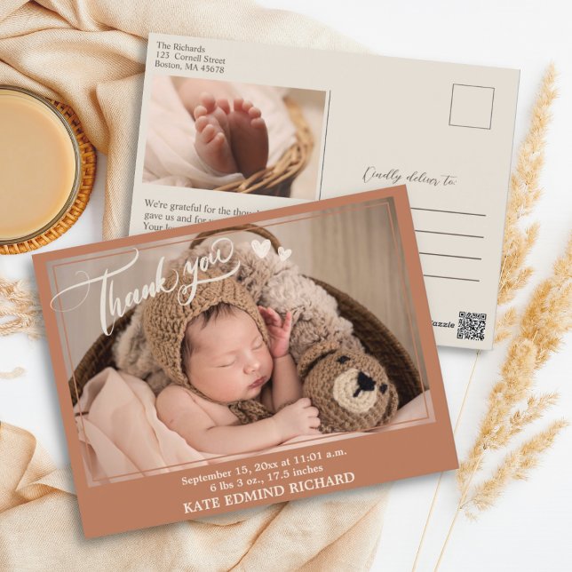 Announcement Thank You Message After Baby Born Postcard (Creator Uploaded)