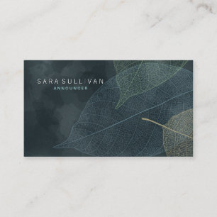 Announcer Business Card Grunge Leaf Veins