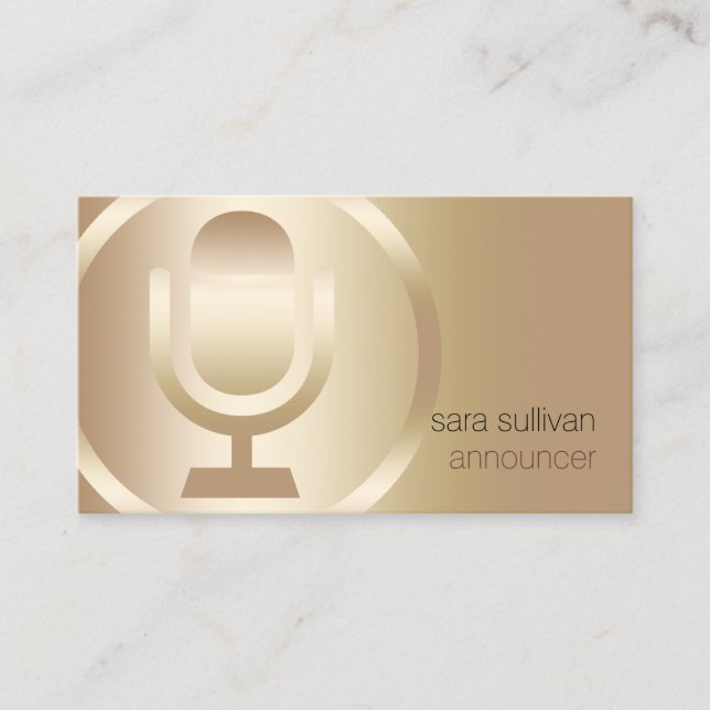 Announcer Gold Microphone Icon Entertainment Business Card (Front)