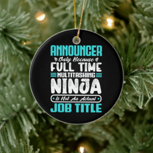 Announcer Job Title Profession Skills Funny Worker Ceramic Tree Decoration