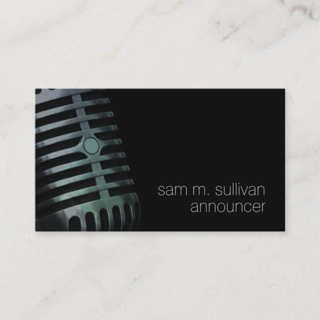 Announcer Vintage Microphone Entertainment Business Card (Front)