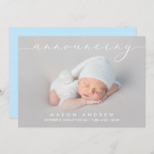 Announcing Baby Boy Photo Birth Announcements