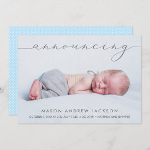 Announcing Baby Boy Photo Birth Announcements