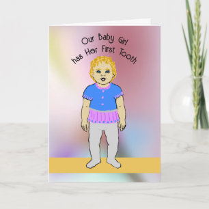 Announcing Baby Girl has First Tooth Thank You Card