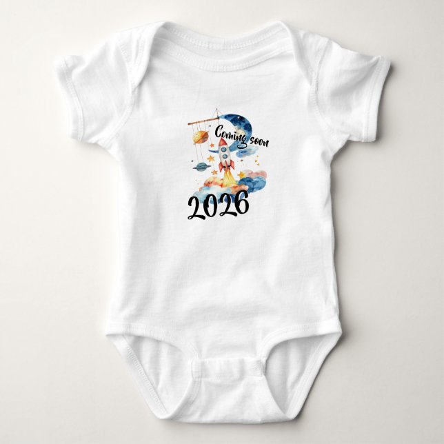 Announcing pregnancy 2026 Rocket Space  Baby Bodysuit (Front)