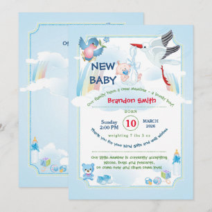 announsment for new baby, it is a boy invitation
