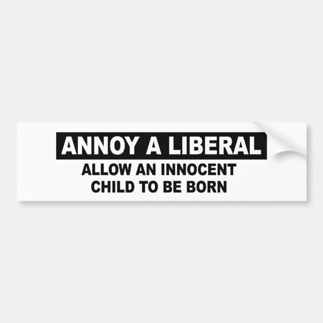ANNOY A LIBERAL- ALLOW AN INNOCENT CHILD BUMPER STICKER (Front)
