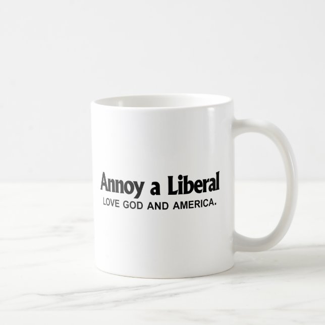 Annoy a Liberal - Love God and America Coffee Mug (Right)
