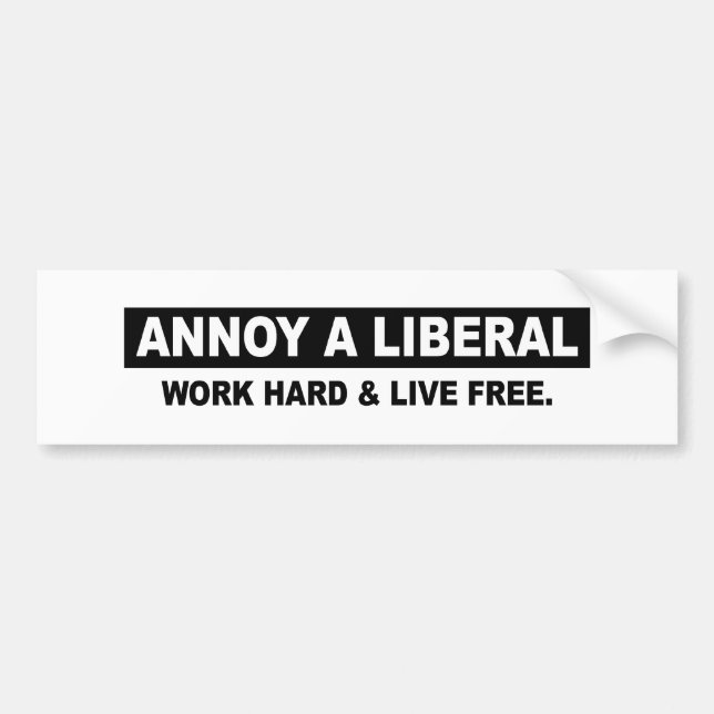 ANNOY A LIBERAL. WORK HARD AND LIVE FREE BUMPER STICKER (Front)