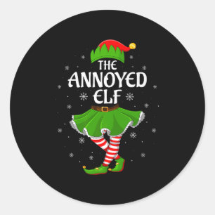 Annoyed Elf Christmas Family Girls Women Elf Squad Classic Round Sticker