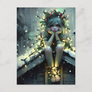 Annoyed Fairy Christmas Lights Postcard