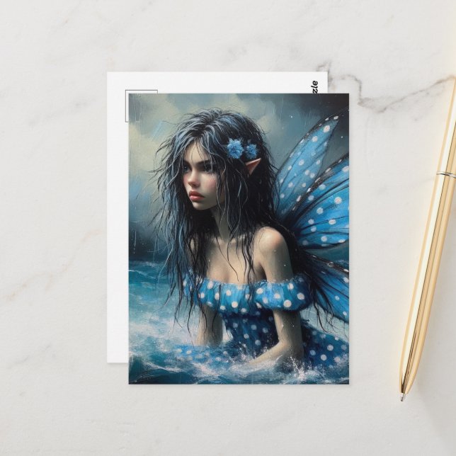 Annoyed Fairy in the Ocean Postcard (Front/Back In Situ)