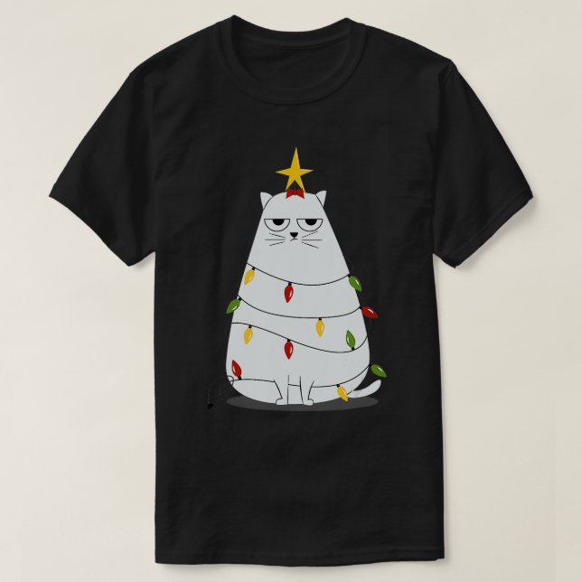 Annoyed Funny Christmas Cat  for Xmas Day  T-Shirt (Design Front)