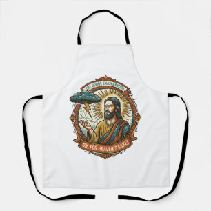Annoyed Jesus Dark Rain Cloud Lightning Weather Hu Apron