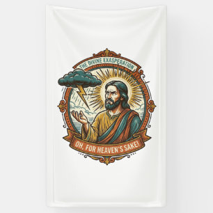 Annoyed Jesus Dark Rain Cloud Lightning Weather Hu Banner