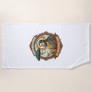 Annoyed Jesus Dark Rain Cloud Lightning Weather Hu Beach Towel
