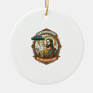 Annoyed Jesus Dark Rain Cloud Lightning Weather Hu Ceramic Tree Decoration