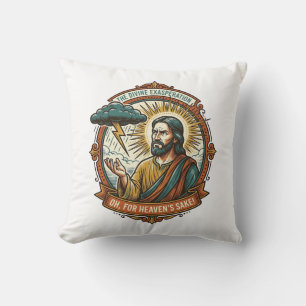 Annoyed Jesus Dark Rain Cloud Lightning Weather Hu Cushion