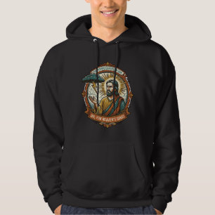 Annoyed Jesus Dark Rain Cloud Lightning Weather Hu Hoodie