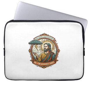 Annoyed Jesus Dark Rain Cloud Lightning Weather Hu Laptop Sleeve