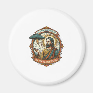 Annoyed Jesus Dark Rain Cloud Lightning Weather Hu Magnet
