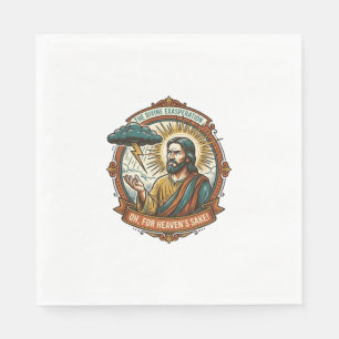 Annoyed Jesus Dark Rain Cloud Lightning Weather Hu Napkin
