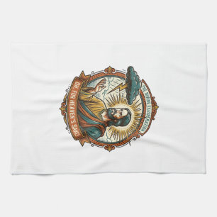 Annoyed Jesus Dark Rain Cloud Lightning Weather Hu Tea Towel