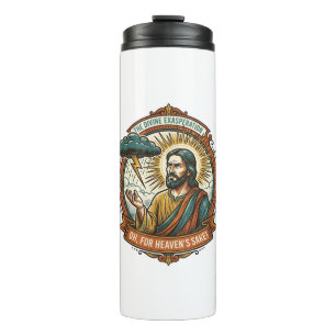 Annoyed Jesus Dark Rain Cloud Lightning Weather Hu Thermal Tumbler
