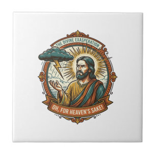 Annoyed Jesus Dark Rain Cloud Lightning Weather Hu Tile