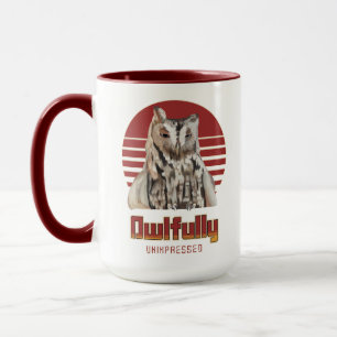 Annoyed Owl - Owlfully Unimpressed Pun Mug
