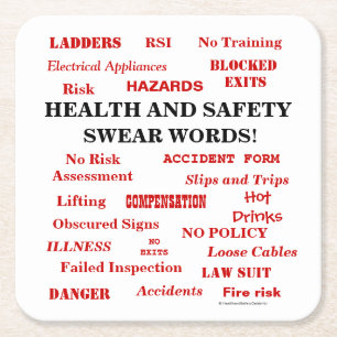 Annoyingly Funny Joke Health & Safety Swear Words Square Paper Coaster