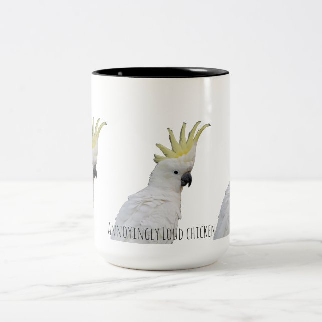 Annoyingly loud  chicken Two-Tone coffee mug (Center)