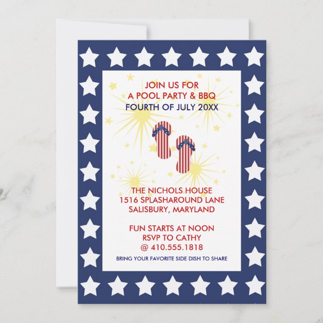 Annual 4th of July Party Invitations (Front)