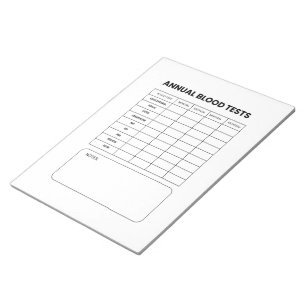 Annual Blood Test Tracker Notepad